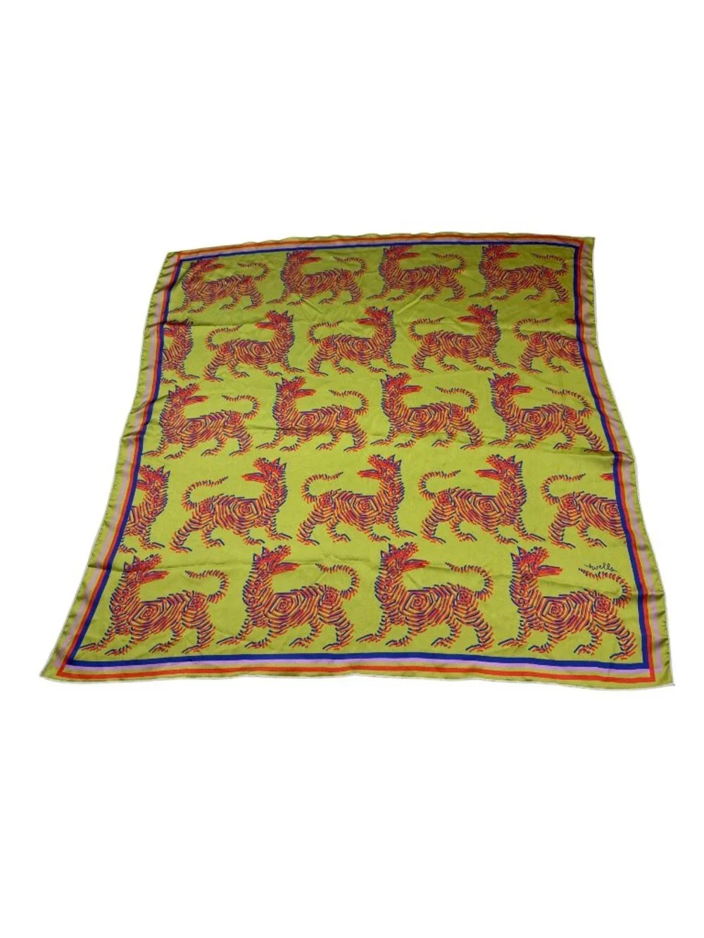 Swells Colorful Graphic tiger cat Silk Scarf Abstract Design 22